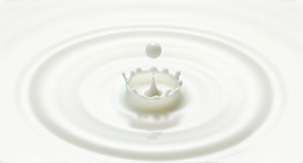 γάλα σταγόνα σταγόνα που δημιουργείται κυματισμός και βουτιά σε σχήμα στέμμα - Φωτογραφία, εικόνα
