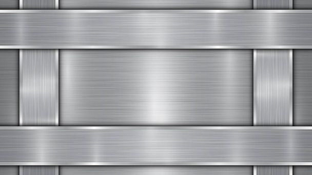 Μεταλλικό φόντο με τέσσερις γυαλισμένες πλάκες - Διάνυσμα, εικόνα