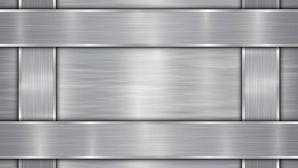 Metal background with four polished plates - Vector, Image