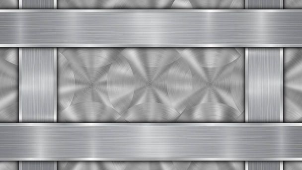 Metalen achtergrond met vier gepolijste platen - Vector, afbeelding