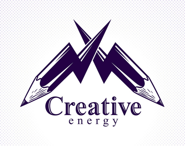 Conceito de energia criativa potência mostrado por dois lápis em forma de
 - Vetor, Imagem