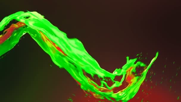 abstracto brillante flujo de vórtice líquido con salpicaduras de movimiento lento agitando la superficie del agua de cerca el movimiento con burbujas de aire aisladas en el fondo rojo oscuro con el canal alfa mate animación 4k 3d
 - Imágenes, Vídeo