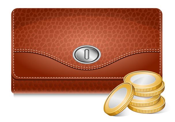 Wallet and coins - Vector, afbeelding