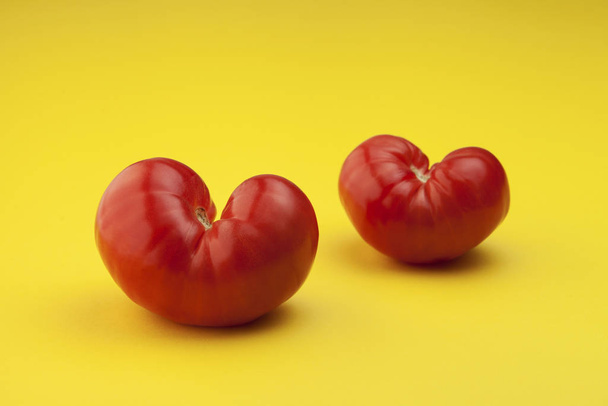 Ugly vegetables. Heart shaped tomatoes. - Photo, Image