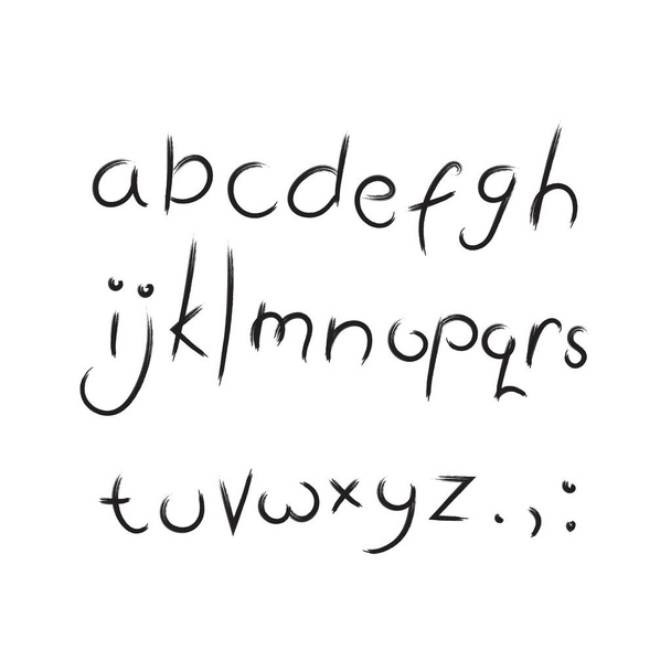 Met de hand getekend penseel lettertype. Handgeschreven alfabet in penseelslag stijl. Moderne belettering in vector. - Vector, afbeelding