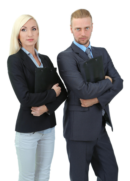 Business woman and man isolated on white - Foto, afbeelding