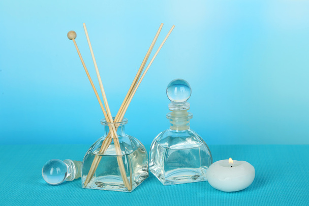 Aromatic sticks for home on blue background - Zdjęcie, obraz