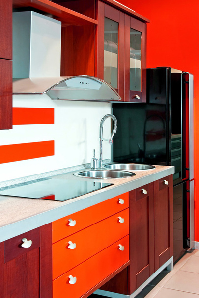 Kitchen angle red - Foto, Imagem