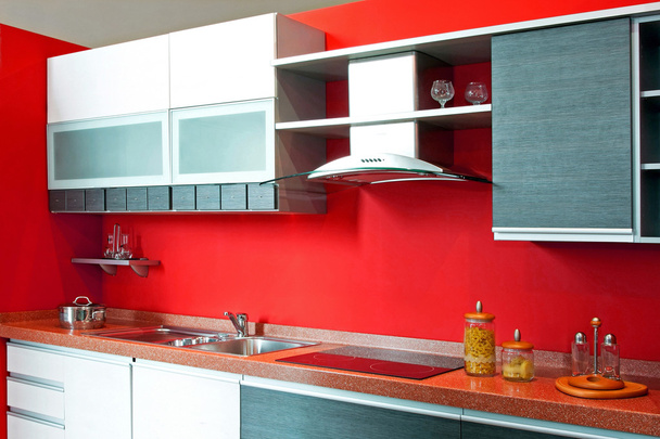 Kitchen counter red - Foto, Imagen