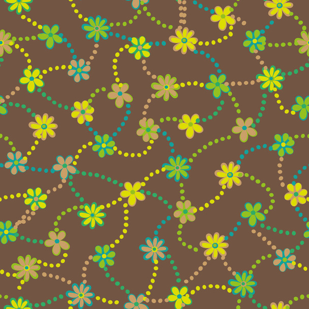 pattern with flowers connected with dots - ベクター画像