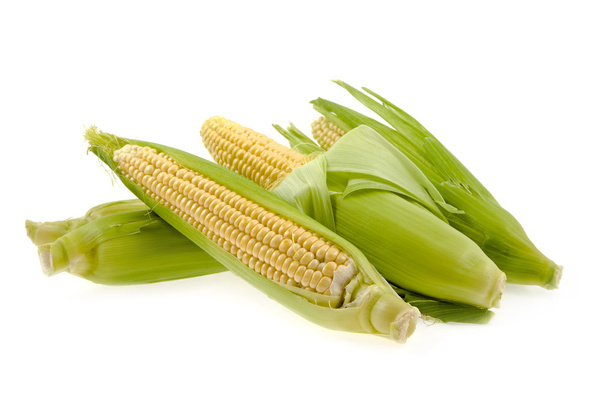 corn with leaves on a white background - Foto, immagini