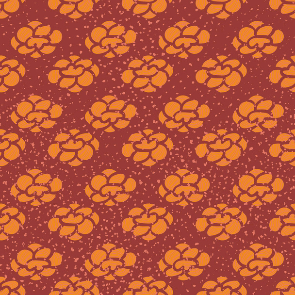 orangefarbene florale nahtlose Vektormuster auf einem strukturierten Hintergrund - Vektor, Bild