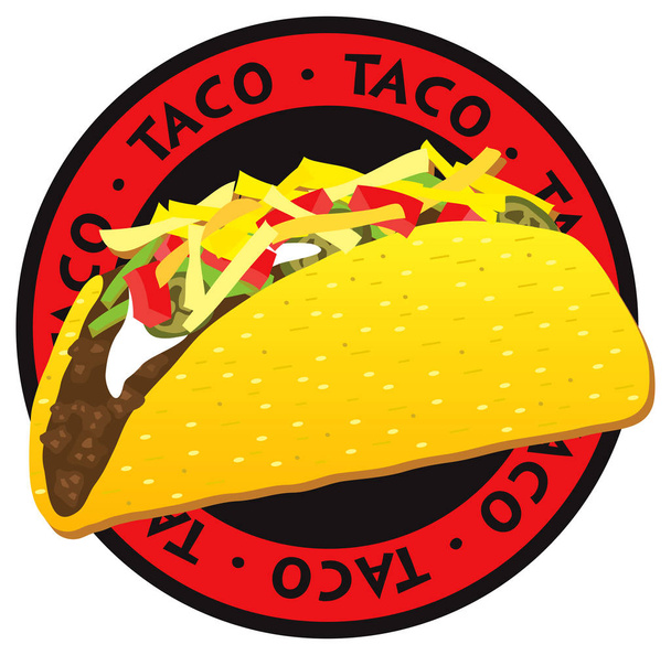 taco mexické jídlo kolo label vektor  - Vektor, obrázek