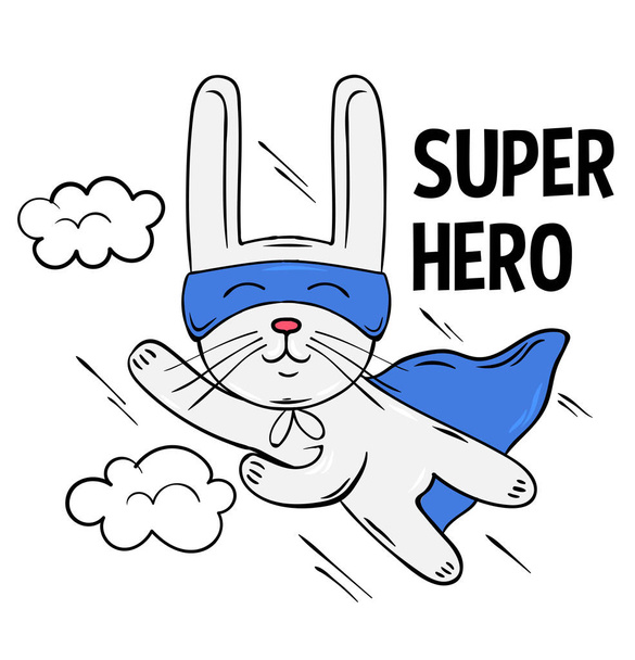 Superhero cute white rabbit design - Vector, Image
