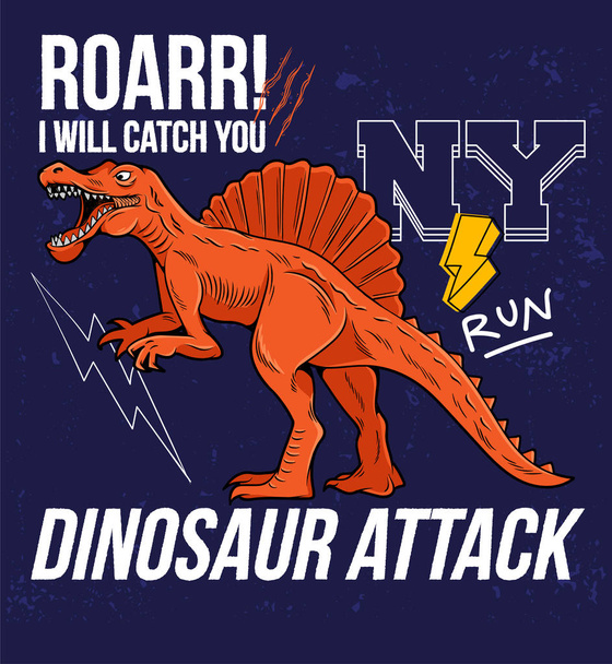 Dinoszaurusz támadás divat nyomtatás tervezés  - Vektor, kép
