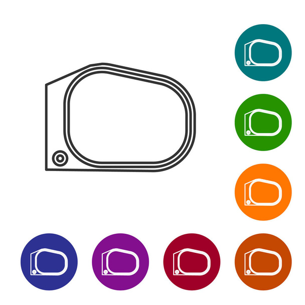 Linha cinza Ícone do espelho do carro isolado no fundo branco. Definir ícones em botões de círculo de cores. Ilustração vetorial
 - Vetor, Imagem