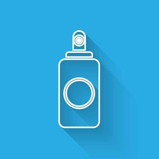 Biała linia Spray puszka do odświeżacza powietrza, lakier do włosów, dezodorant, ikona antyperspirantu izolowane z długim cieniem. Ilustracja wektora - Wektor, obraz