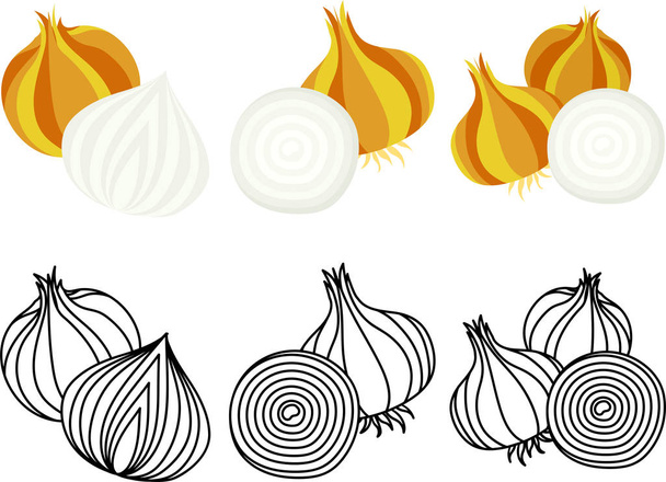 The cute icons of onion - Vector, Image