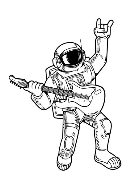 astronauta estrella de rock jugar en la guitarra
 - Vector, imagen