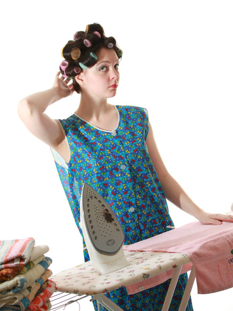 ironing housewife in lingerie - Fotó, kép