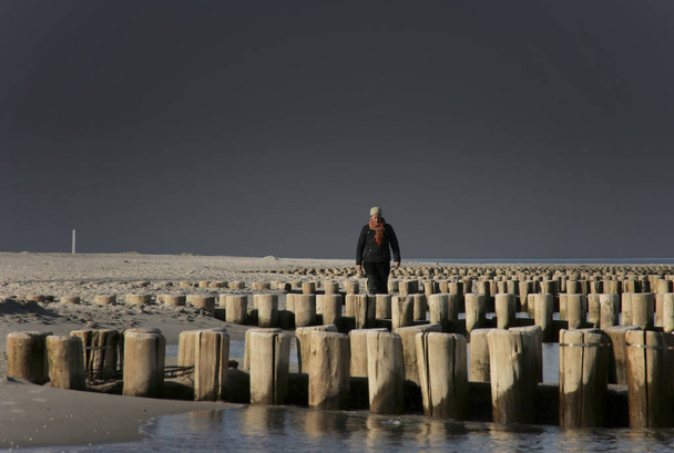 young woman standing on the pier  - Foto, imagen