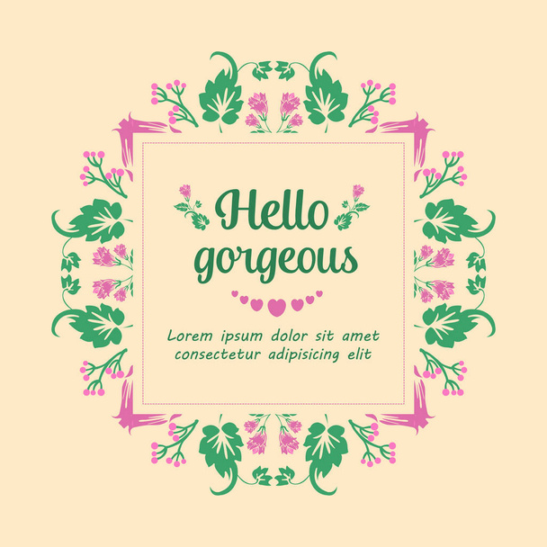 Elegant shape Pattern of leaf and floral frame, for hello gorgeous greeting card design. Vector - Vector, Image