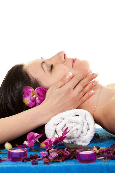 Woman at SPA with Flower - Foto, Imagem