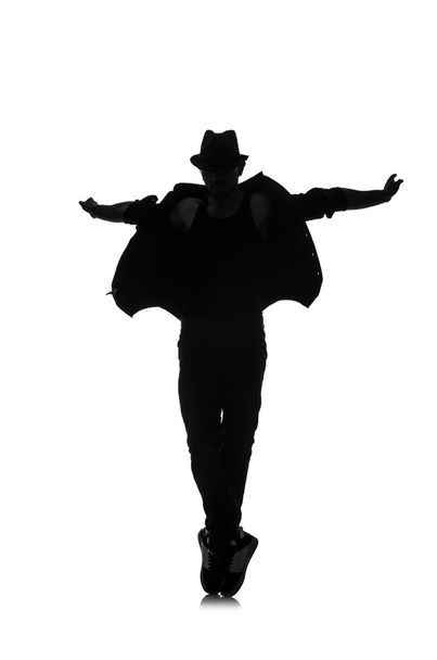 silhouette of male dancer isolated on white - Foto, immagini
