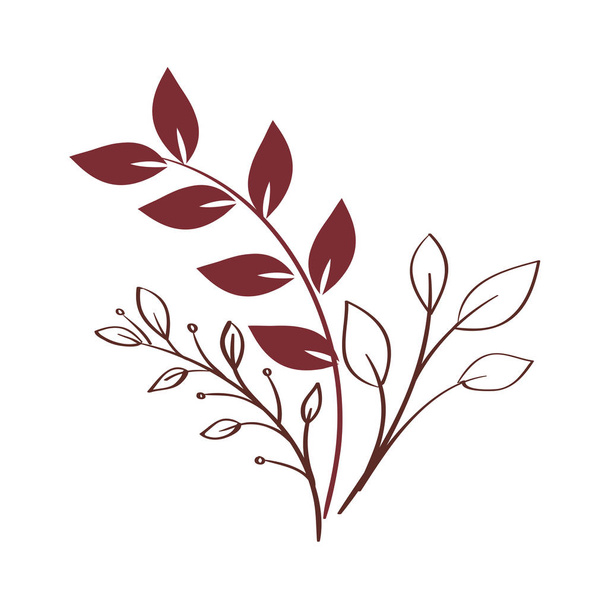 branches with leafs nature isolated icon - ベクター画像