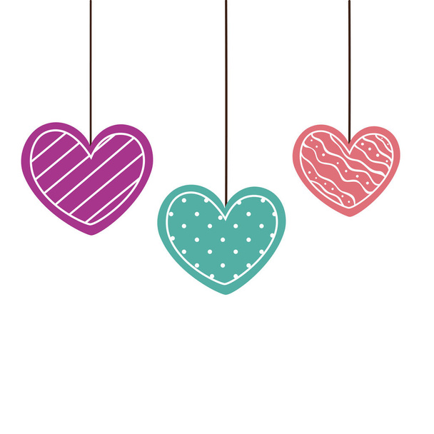 cute hearts hanging isolated icon - Vettoriali, immagini