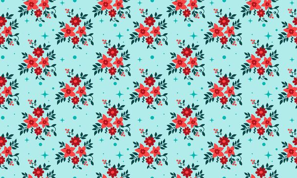 Elegant flower pattern Background for Christmas, with seamless of red rose flower design. - ベクター画像