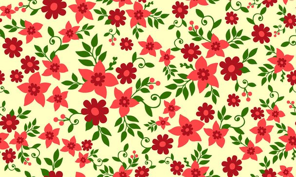 niedlichen Blumenmuster Hintergrund für Weihnachten, mit Blatt und florale nahtlose Zeichnung. - Vektor, Bild