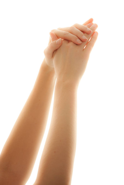 female hand with pain isolated on white background - Foto, Imagem