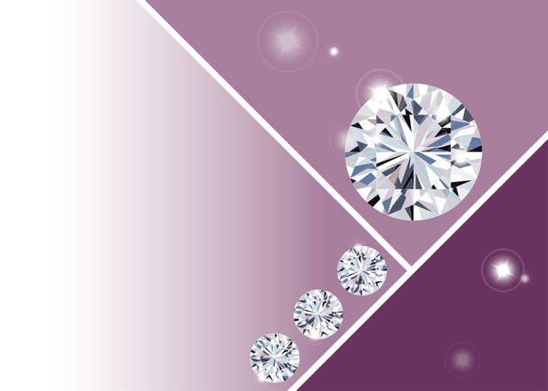Sparkling water clear diamonds round shape on pink background - Vector, Image
