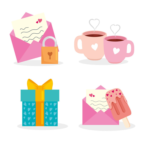 set of icons for valentines day celebration - Vector, Image