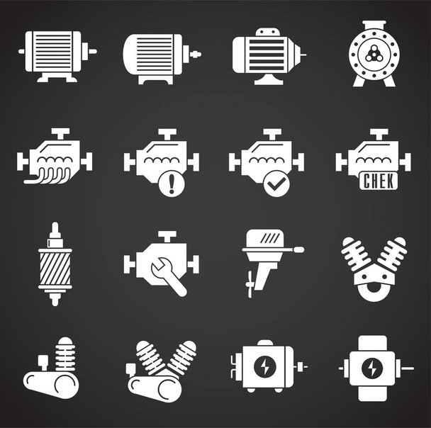 Motor related icons set on background for graphic and web design. Creative illustration concept symbol for web or mobile app. - Vector, Image