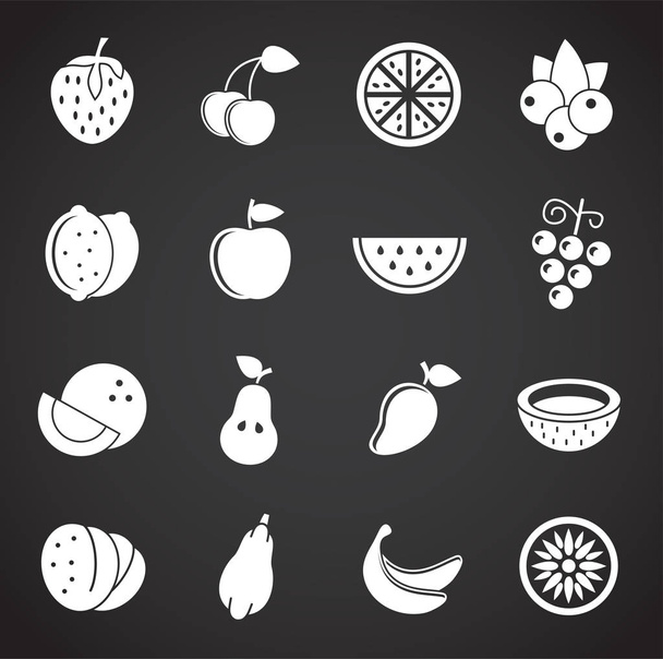 Iconos relacionados con la fruta establecidos en el fondo para el diseño gráfico y web. Símbolo de concepto de ilustración creativa para web o aplicación móvil
. - Vector, Imagen
