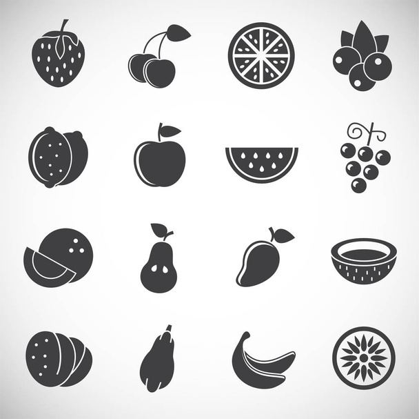 Fruchtbezogene Symbole im Hintergrund für Grafik- und Webdesign. kreatives Illustrationskonzept Symbol für Web oder mobile App. - Vektor, Bild