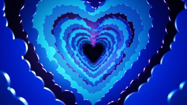 Abstract beautiful motion background made of blue paper hearts. Love, wedding, Valentine's day background. 4K loop animation. - Footage, Video