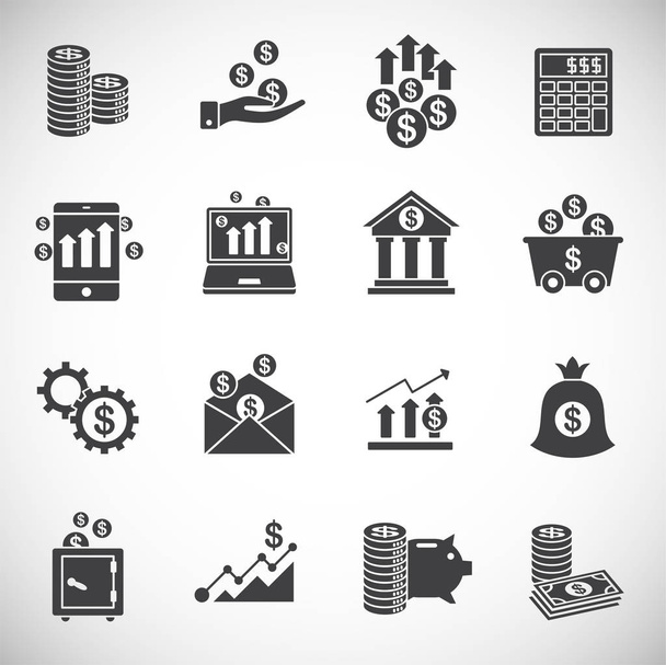 investitionsbezogene Symbole im Hintergrund für Grafik- und Webdesign. kreatives Illustrationskonzept Symbol für Web oder mobile App. - Vektor, Bild