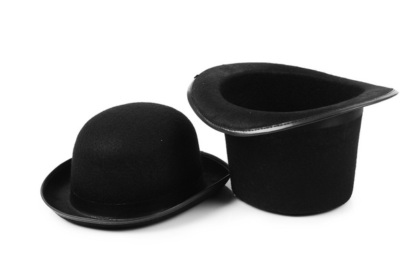 Чорний верхній капелюх ізольований на білому
 - Фото, зображення