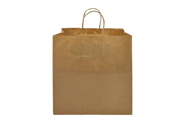 Recycled paper shopping one bag on white background - Photo, Image