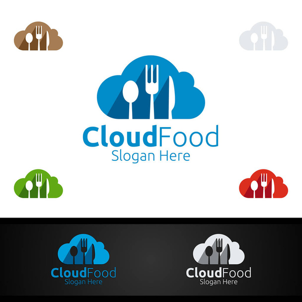 Логотип ресторана Cloud Food
 - Вектор,изображение