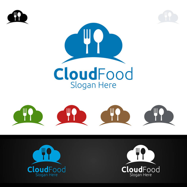 Nube Alimentos Restaurante Logo
 - Vector, Imagen