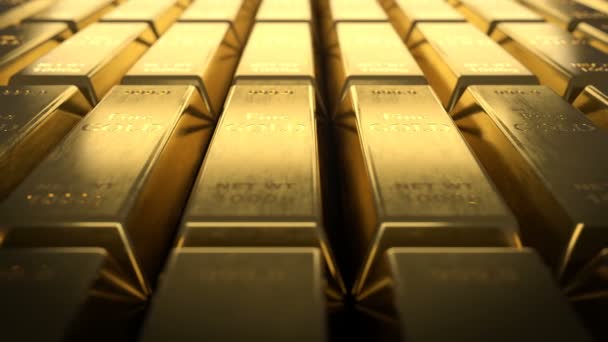 close up view of fine gold bars - Footage, Video
