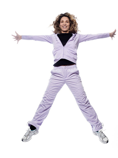 Woman Portrait Jump exercise - Foto, Imagen
