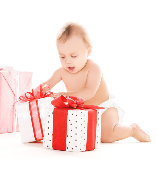 Baby boy with gifts - 写真・画像