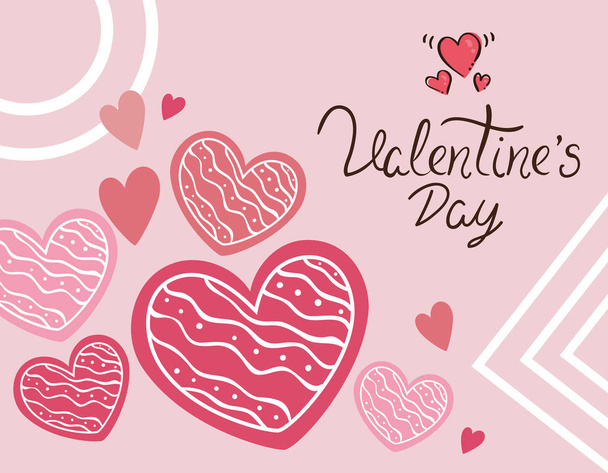 tarjeta de día de San Valentín con decoración de corazones
 - Vector, imagen