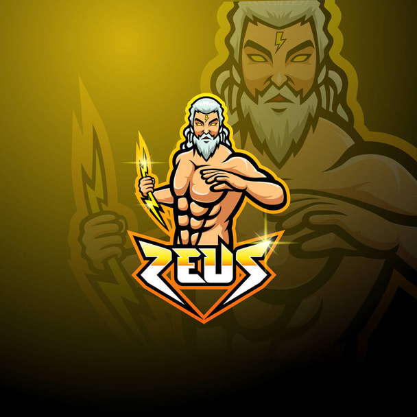 Дизайн логотипа талисмана Zeus esport - Вектор,изображение