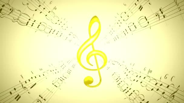 roterende vioolsleutel amp muziek vellen lus - Video